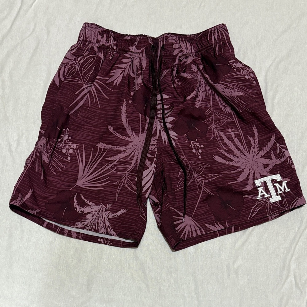 Colosseum Texas A&M Aggies, Burgundy Floral Swim Shorts, Beach, Swim Party Ready